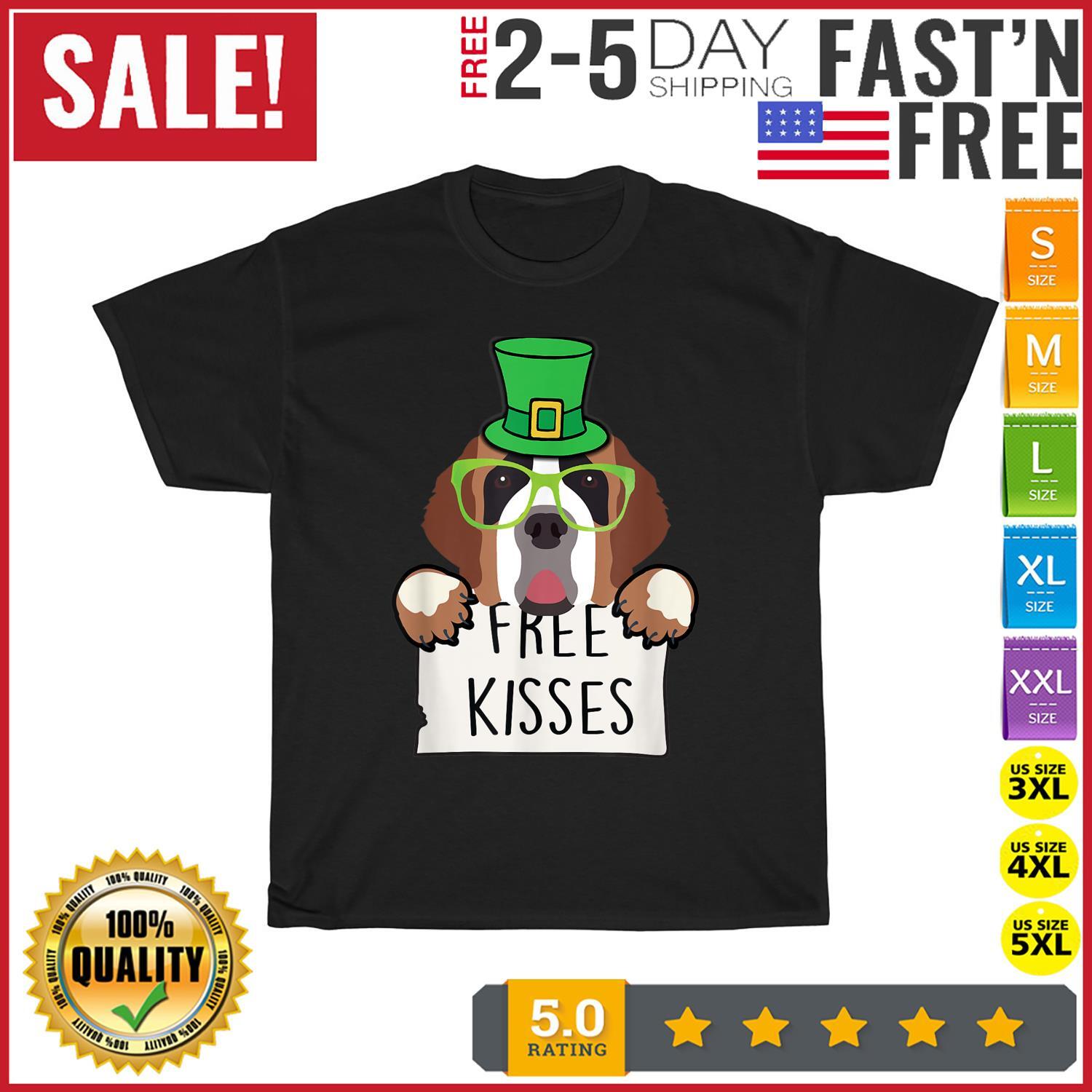 Free Kisses Saint Bernard Dog Vintage T Shirt Mens Womens Tees Top Men Fashion 2023 Women T Shirt Mens Womens Tees Top NEW 2XL