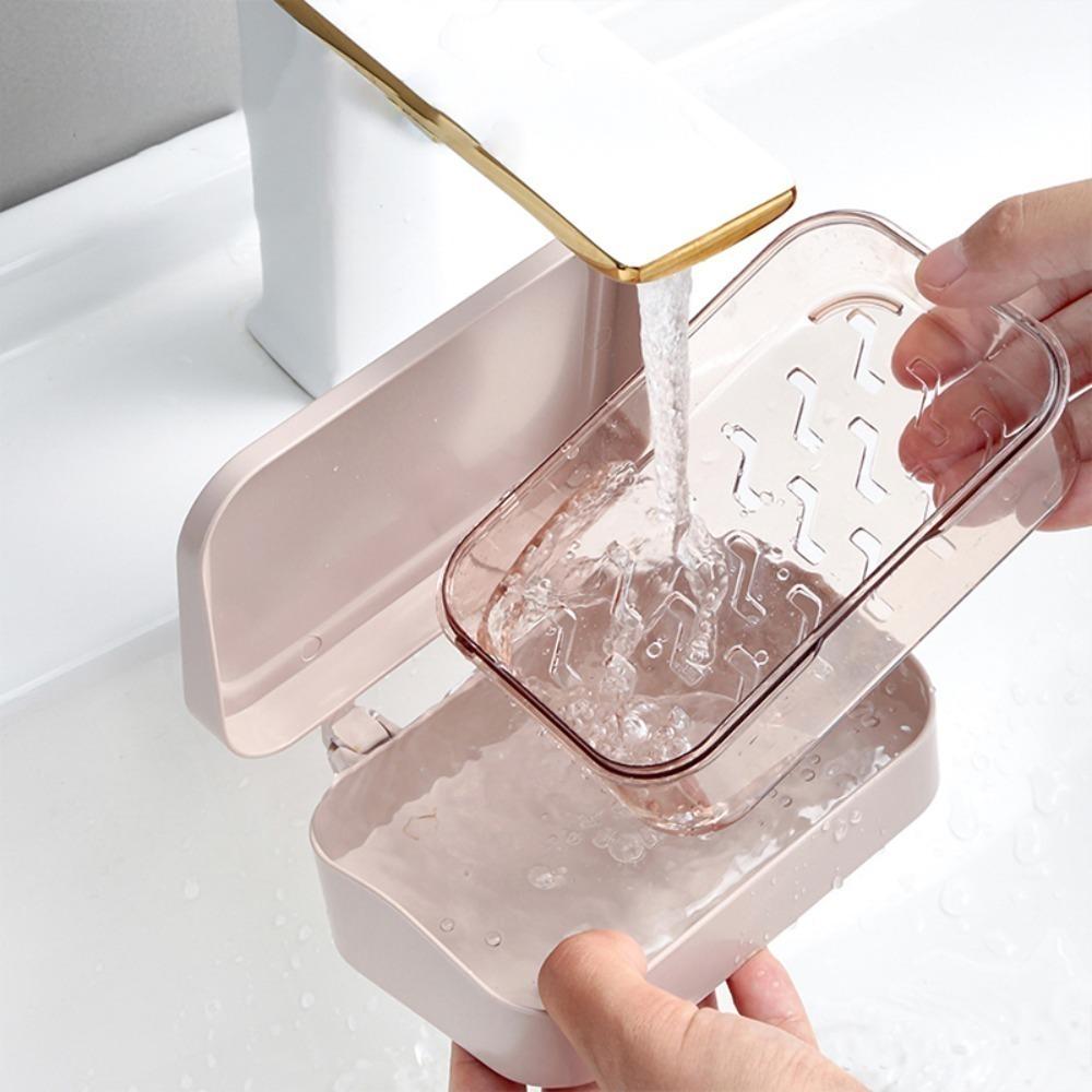 Creative Portable Drain Dustproof Sealing Double Layer Soap Box Soap Dish Soap Container Soap Case