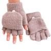1Pair Women Men Soft Coral Fleece Gloves Half Finger Mittens Winter Warm Gifts