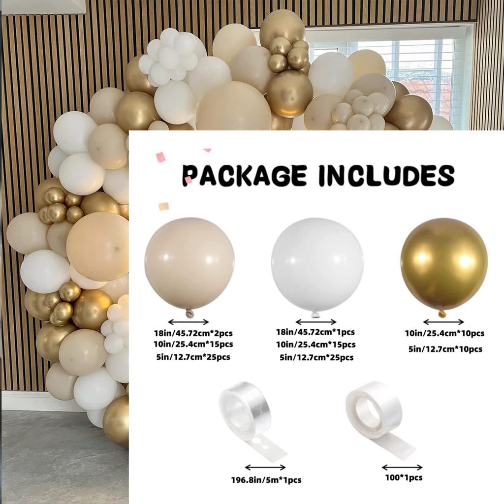 105pcs White Sand Gold Balloons Garland Arch Kit,Boho Wedding Baby Shower Anniversary Day Mother's Day Party Decorations