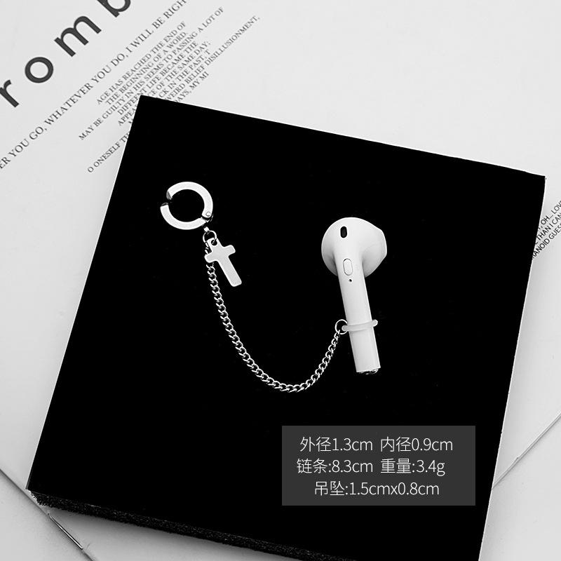 Orecchini Airpods Anti-Perdita Tendenza Creativa, Bluetooth Wireless Senza Foratura Orecchie Orecchini a Croce in Acciaio Inossidabile