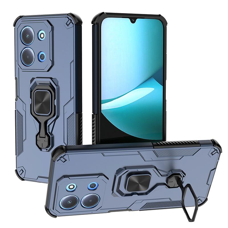 KEYSION Shockproof Armor Case for Redmi 15C 171mm 173mm Silicone+PC Upright Metal Live Ring Stand Phone Cover for Xiaomi POCO C85