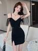 Women's Sexy Black Evening Dress - Elegant, Slim-Fit Summer Banquet Fashion
