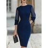 YYFS Women's Fashion Summer Spring Solid Color Print 1/2 Sleeves O-Neck High Waist Casual Dresses