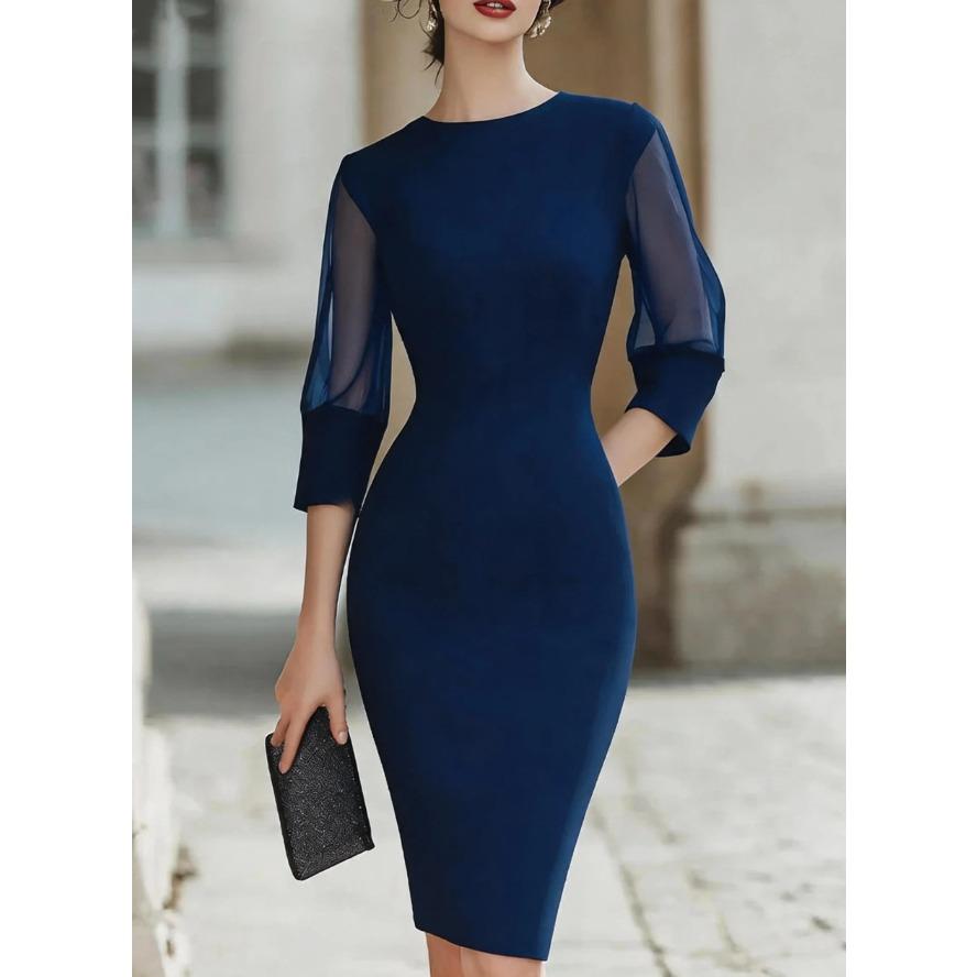 YYFS Women's Fashion Summer Spring Solid Color Print 1/2 Sleeves O-Neck High Waist Casual Dresses