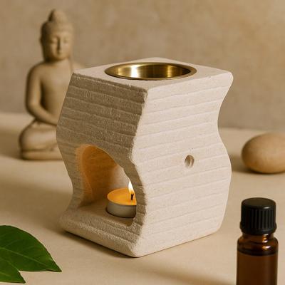 Oil Burner - Sandstone Stepped Wave