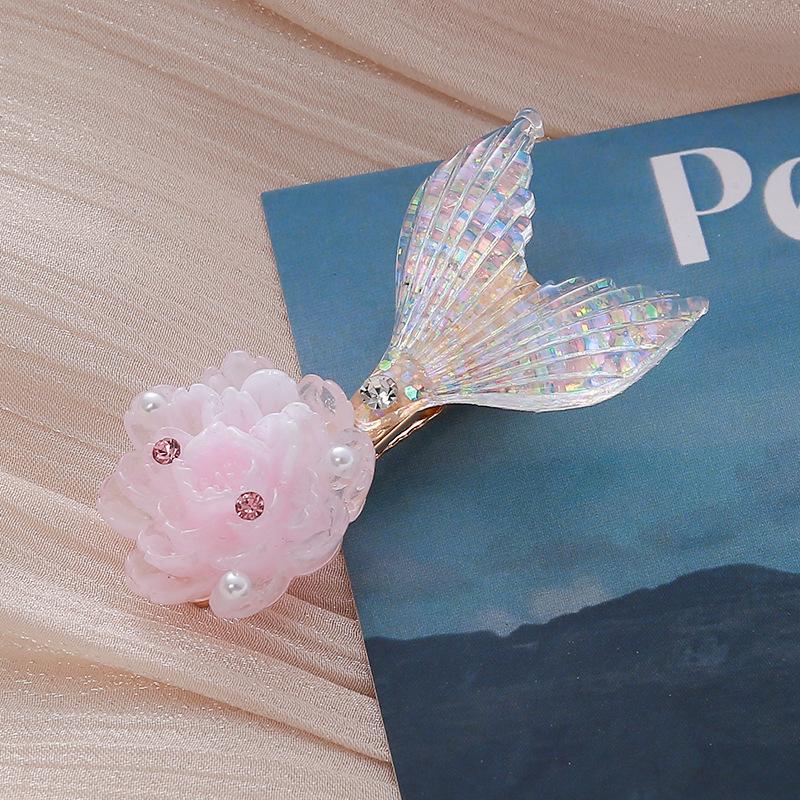 New style cream shell starfish knot hair clip female forest sweet and simple girl heart cute duckbill clip