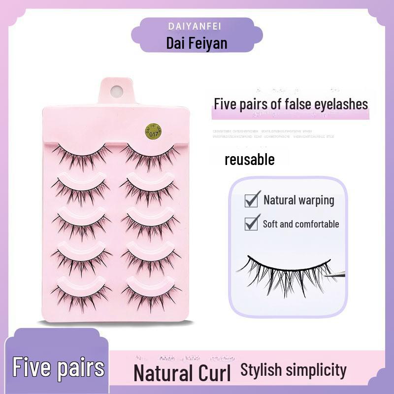 Cartoon Barbie Beginner False Eyelashes - Natural Thick 5 Pairs