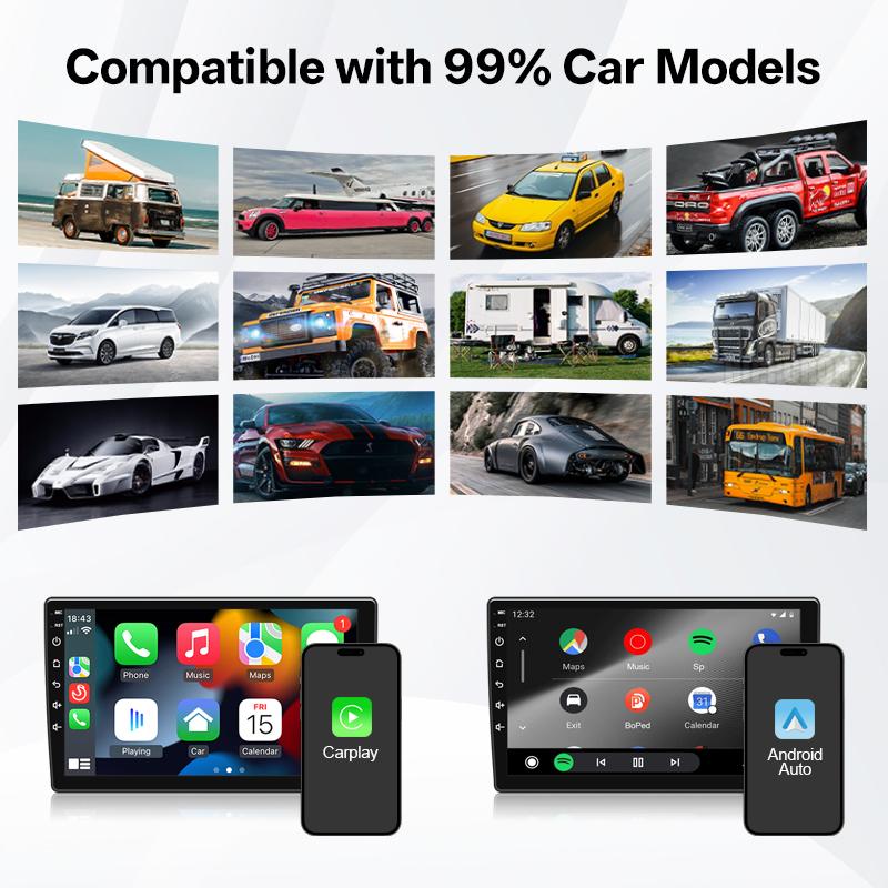 Wired To Wireless CarPlay Android Auto Adapter Dongle Plug and Play 2in1 For Toyota VW Kia