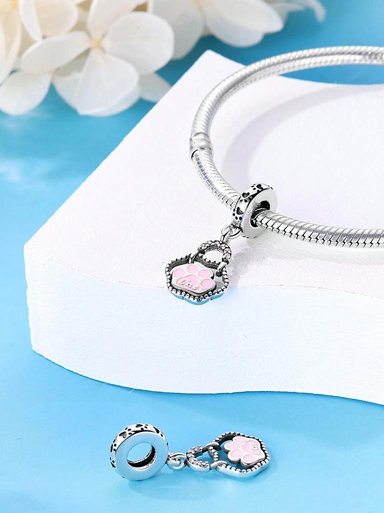 Charms Plata Copper Colors Cute Cat Paw Pet Beads Charm Pendant For Original Bracelet For Women Diy Jewelry Love Gift