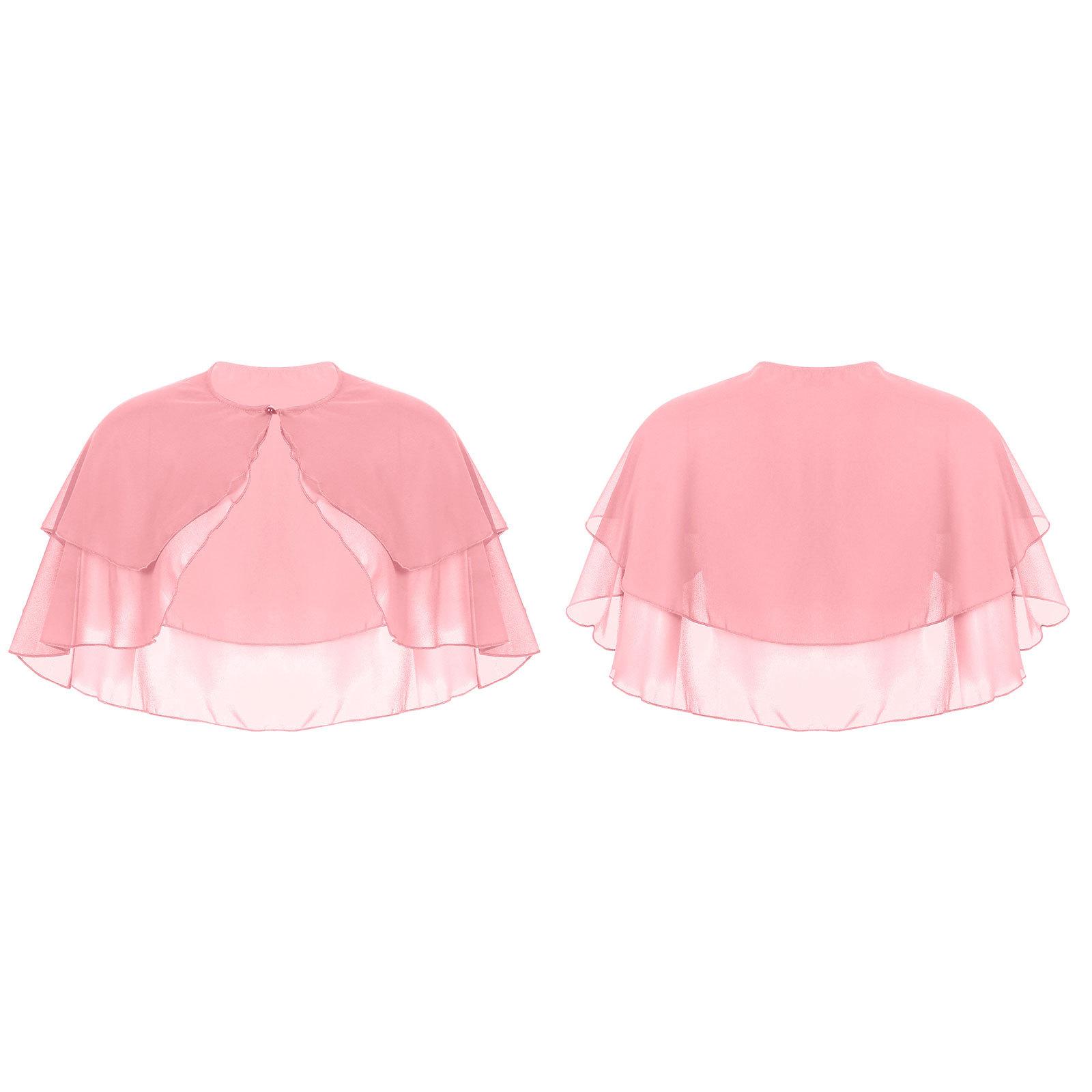 

Женская элегантная однотонная шифоновая шаль, накидка с рюшами, 2-слойная шифоновая накидка, болеро, аксессуар для платья для свадьбы, вечеринки One Size розовый