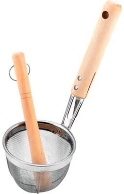 Minex Metal Stainless Steel Miso Made In Japan Wooden for Soup and 042059 Strainer, Small, (Tsubame-Sanjo), Handle, Miso,