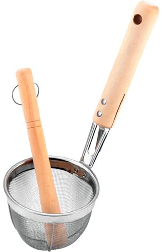 Minex Metal Stainless Steel Miso Made in Japan Wooden for Soup and 042059 Strainer, Small, (Tsubame-Sanjo), Handle, Miso,