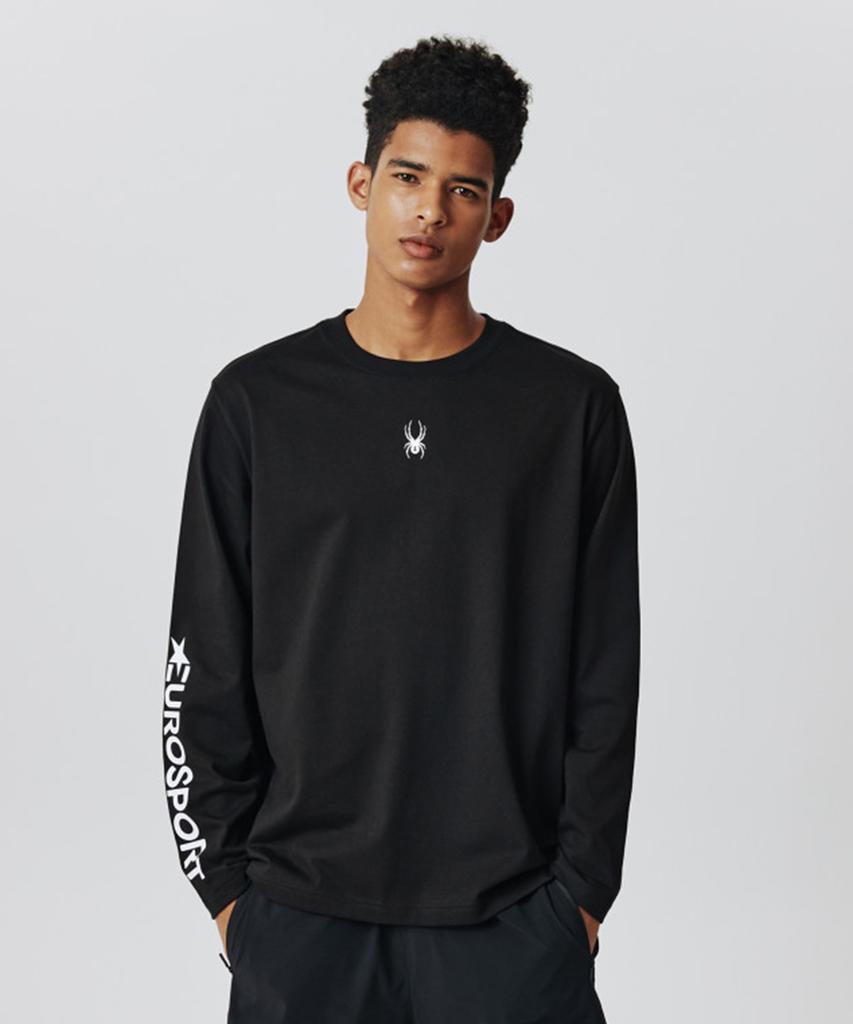 SPYDER Unisex Eurosport Lettering Logo Loose Fit Long Sleeve T-Shirt Spifcnrl341Ublk