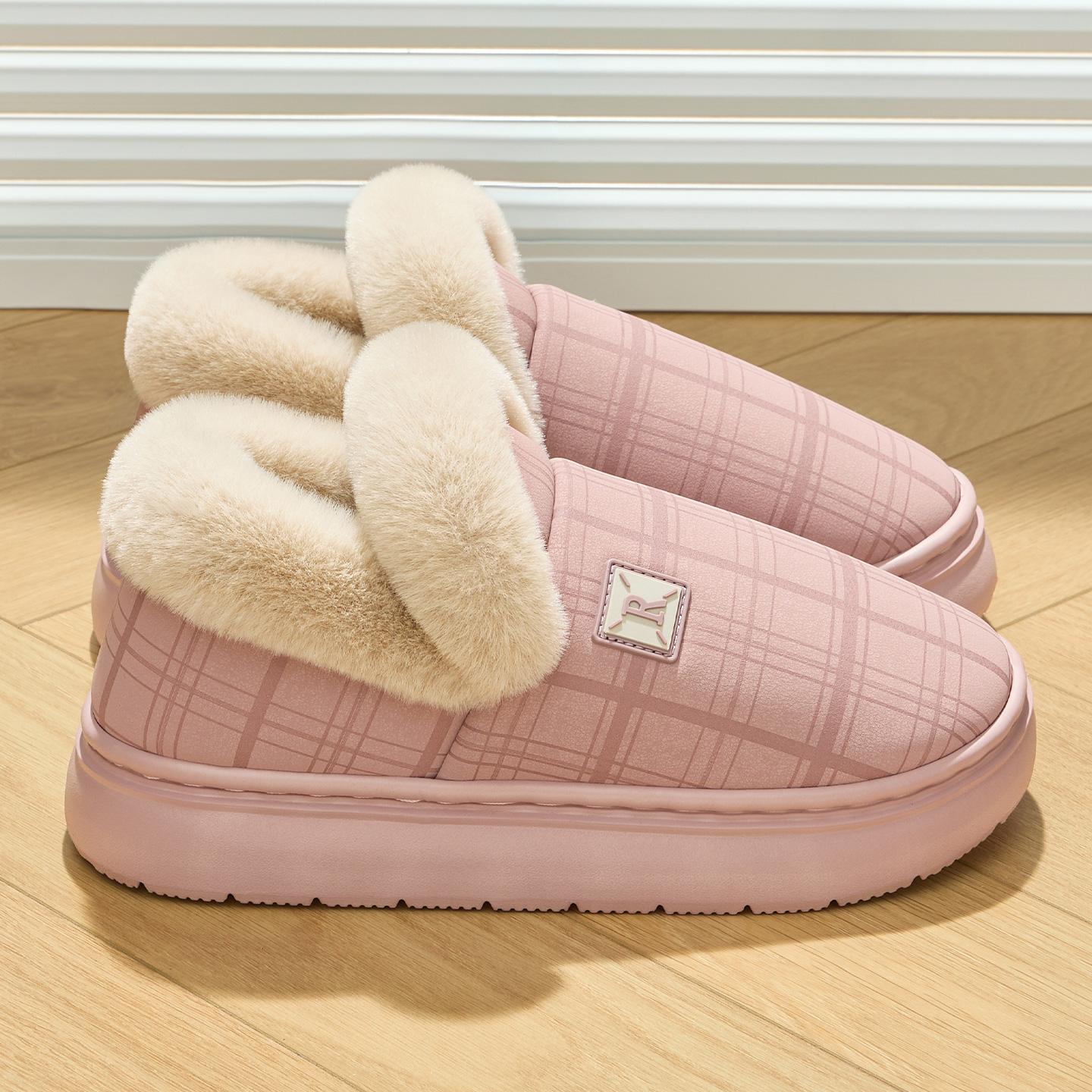 

Зимние женские хлопковые тапочки плюшевые теплые на толстой подошве шлепанцы дышащие мягкие нескользящие тапочки для дома и улицы мужские повседневные тапочки 44-45 розовый