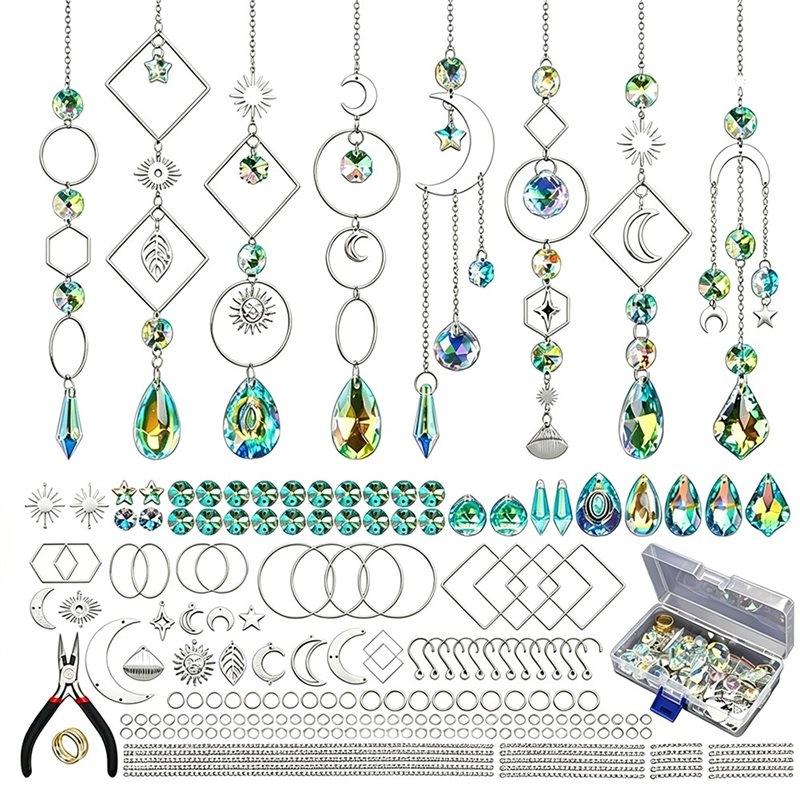 Kits de Capteurs de Soleil J1UL1N Pour Adultes, 228 Pièces de Matériel de Fabrication de Capteurs de Soleil DIY Avec Cristaux, Loisirs Créatifs Pour Ornements Suspendus