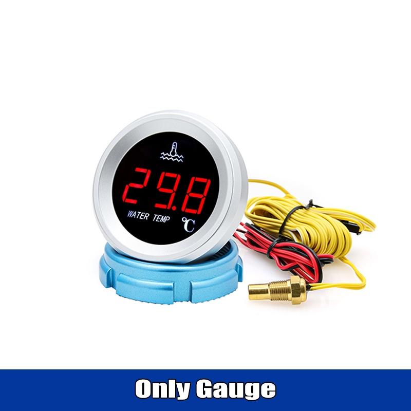 52mm 9-36V Car Digital Water Temperature Gauge 0-120℃ LED Display With 1/8NPT Sensor Warning Alarm For Marine Boat Car Truck