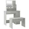 VidaXL Vanity Set with LED Cosmetic Table Makeup Dressing Table Jewelry Table Bedroom Concrete Grey 3114118