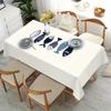 with Chic Blue Fish Pattern  Polyester Tablecloth  - Ideal for Picnics, Holidays, Vintage Home & Dining Table Decor