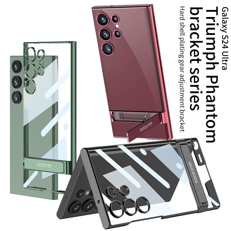 Transparent Electroplated Phantom Case Galaxy S24 Ultra With Precision Cutouts Kickstand Support