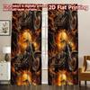 2D FLAT PRINTING 2pcs Curtains (Without Rod) Halloween Fiery Motorcycles Fashionable Chic Curtains Versatile Fabric Curtains