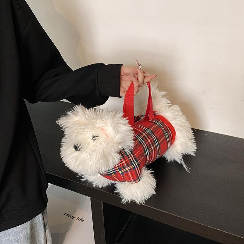 Cute Plush Puppy One-shoulder Crossbody Girl Doll Cartoon Crossbody Bag One-shoulder Doll