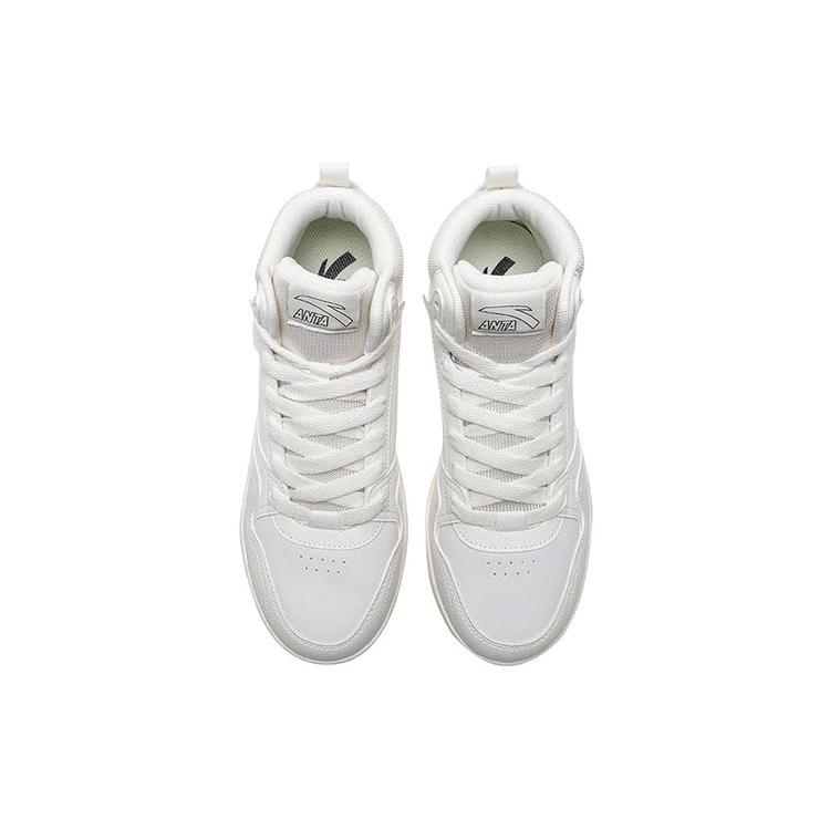 Anta Life Collection Textile, Synthetic Leather Slip Resistant Abrasion Resistant High top Skateboard Shoes Men's White 912348082-2