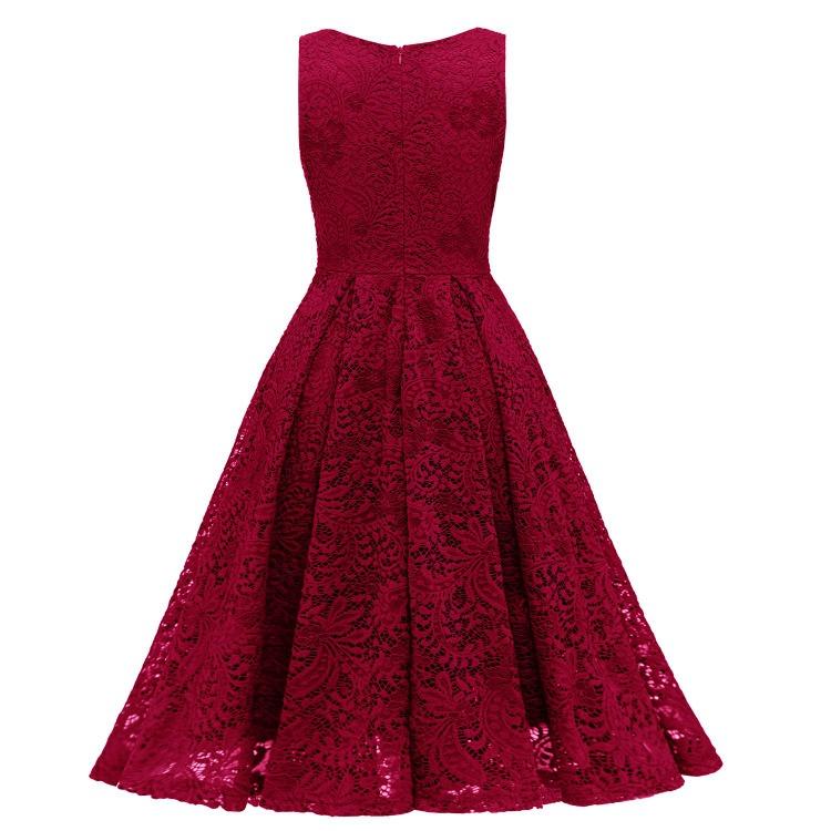 Elegant Vintage Lace Dress for Women V Neck Ruched Bust Cinched Waist Milkmaid Prom Skater Midi Cocktail Evening Party Formal Special Occasion Outfits