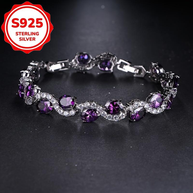 Silver Shining Luxurious Purple Oval Chain