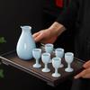 Chinesischer Stil Keramik Ein Topf Sechs Tassen Wein Set Haus Küche Trinkgeschirr Weinkanne Weinausgießer Bar Barzubehör Baijiu Tasse Geschenk Neu