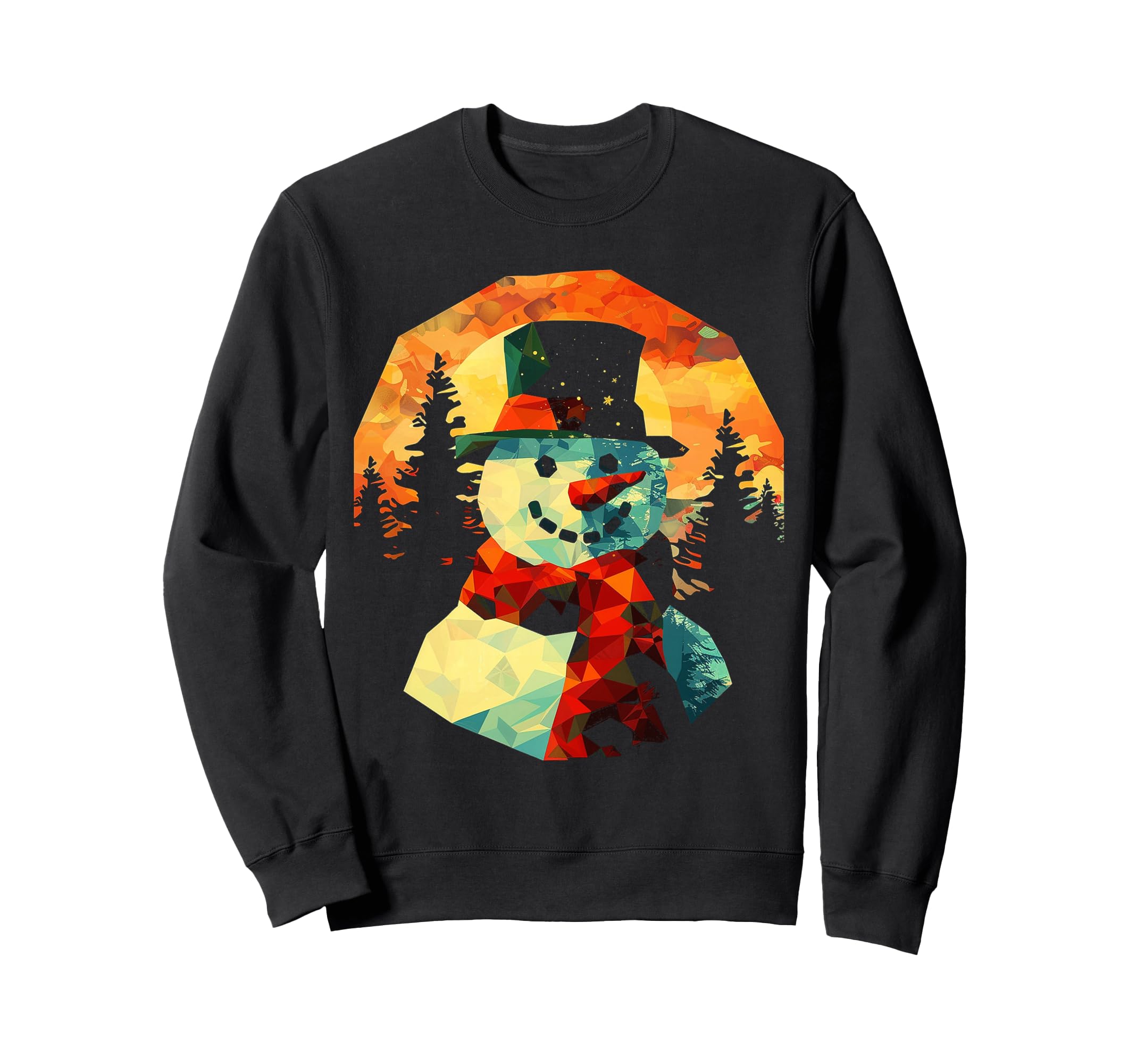 

Snowman Christmas motif art polygon snowman sweatshirt X-mas чорний