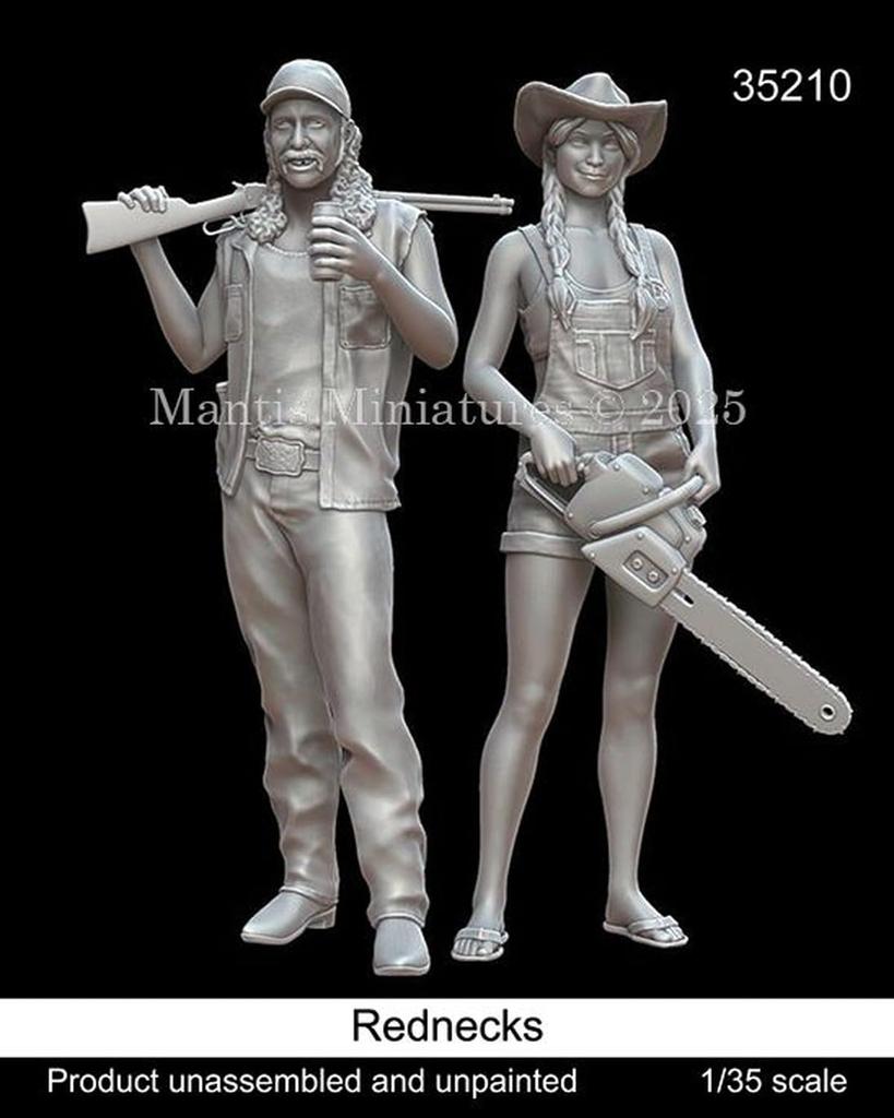 Mantis Miniature S Scale Resin Kit of Modern American Redneck Workers Man35210 1/35 (2 Figures)
