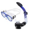 Adults Snorkel Set AntiFog Diving Cover Tempered Glass Goggles with Dry Top Snorkel Tube(Blue )