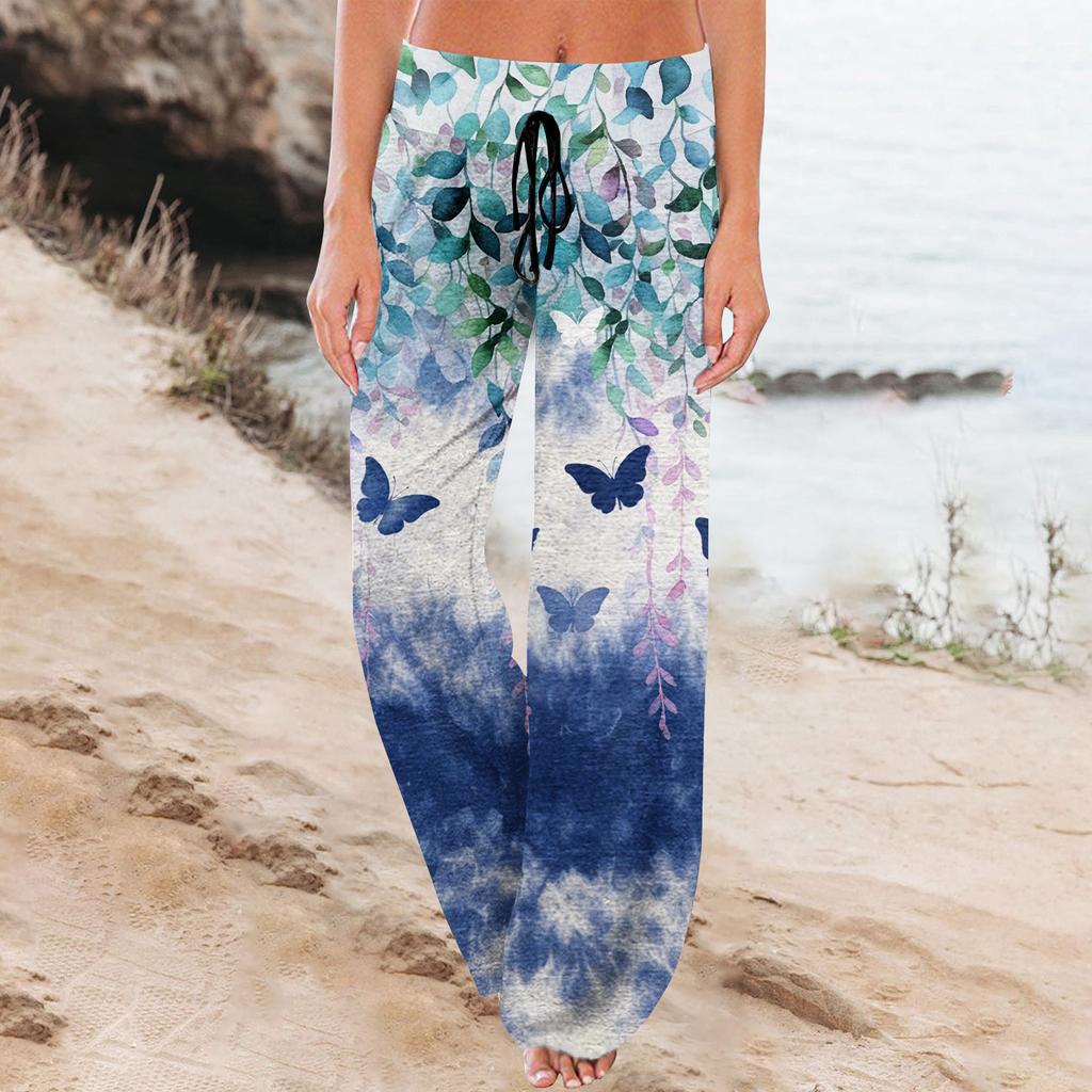 Dames Mode Losse Pasvorm Trekkoord Elastische Taille Casual Geprinte Broek