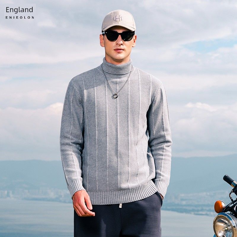 

Injall Lun Heavy Weight Pineapple Pattern Turtleneck Sweater Men Cold Protection in Winter Thermal Sweater Fall and Winter American Base Tops