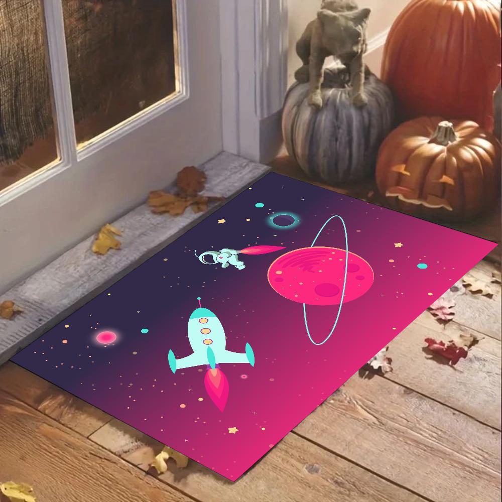 1pc Cartoon Rocket Astronaut Bathroom Absorbent Mats Anti-Slip Mats Home Decor Supplies Carpets Home Kitchen Floor Mats