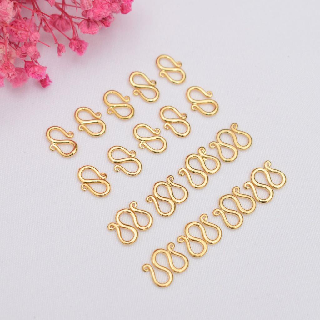 10pcs Non-Fading 24K Vacuum S Buckle W Buckle M Buckle Plus Ring Diy Jewelry Accessories Bracelet Necklace Anklet Connecting Buckle Copper Buckle