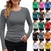 Women's Fashion Casual Round Neck Long Sleeve Color Bottom Shirt Comfortable Top