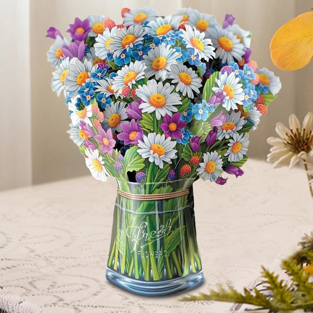 Kreatywna kartka 3D Pop-Up Bukiet Rzeźbiony Kwiat Kartki z Życzeniami Zaproszenie Ślubne Pocztówka Kartka z Podziękowaniami Prezent na Dzień Matki