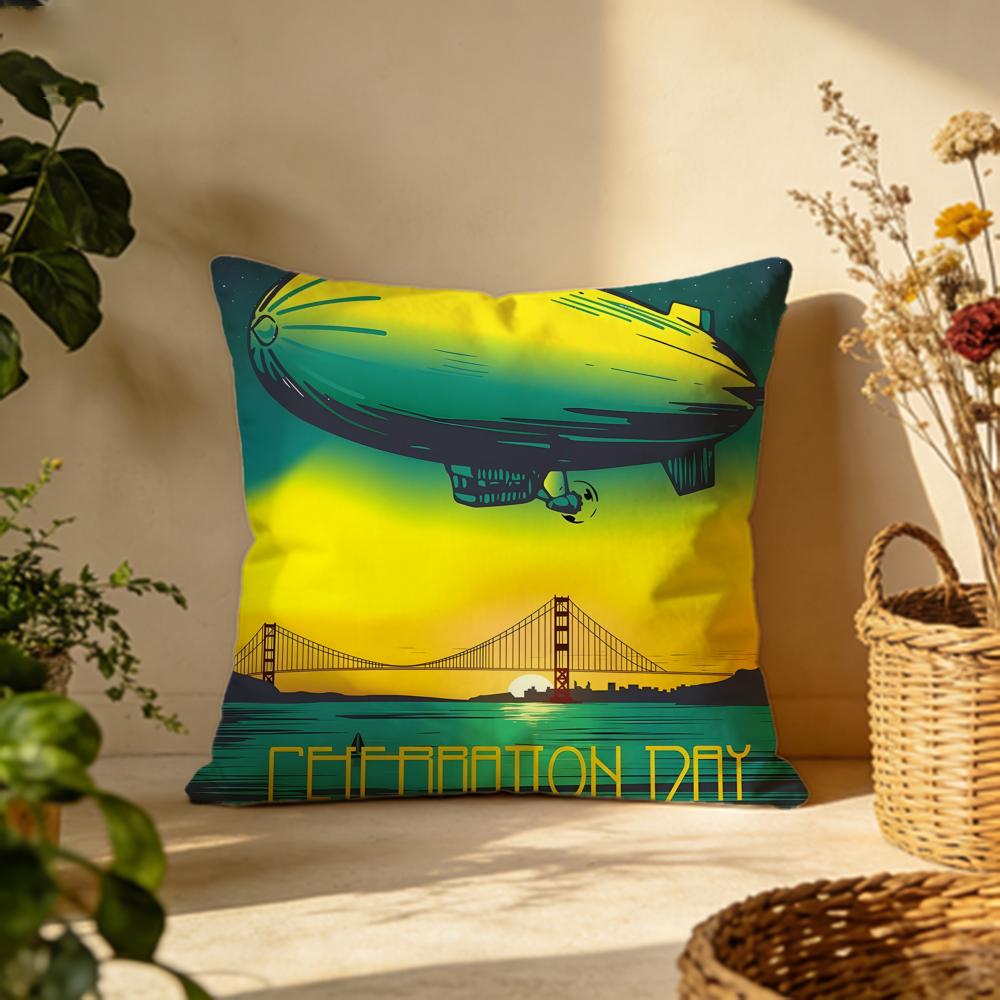 Trendy LLed Zeppelinew Cushion Cover Versatile DoubleSided Pillow Case Fit for Sofa Bed Car  Daily Decor