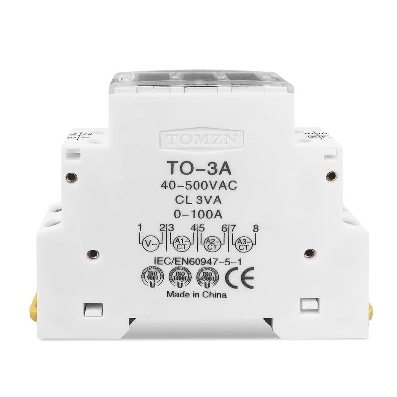 TOMZN DIN Rail 18mm Apmere Meter AC 100A 220V 380V Three Phase Modular Ammeter Indicator LED Digital Display Detector Witch CT