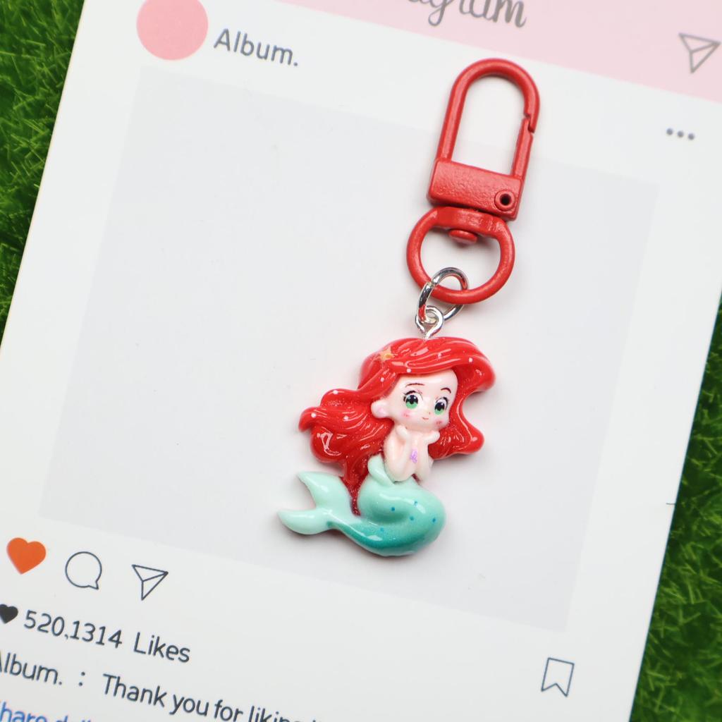 Cartoon Resin Mermaid Princess Keychain - Cute Backpack/Bags Ornament and Gift