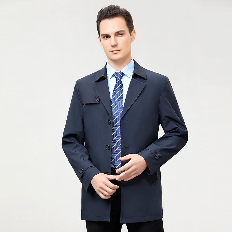 Spring and Autumn Mulberry Silk Thin Jacket Men's Large Size Plus Fat Middle-aged Business Casual Mid-length Jacket