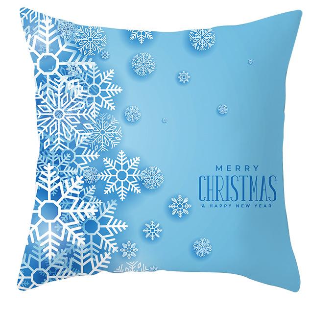 New Blue Snowflake Pillow Cover Winter Christmas Snowman Cushion Cover