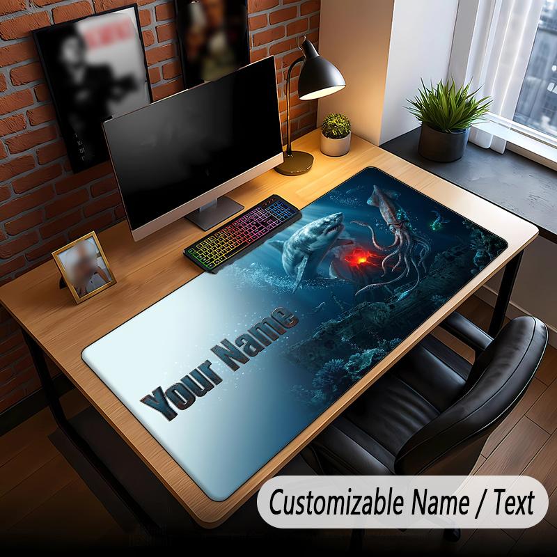 Fish Ocean Theme Custom Mouse Pad Personalized With Name Text Customized Desk Mat For Office Home Decor