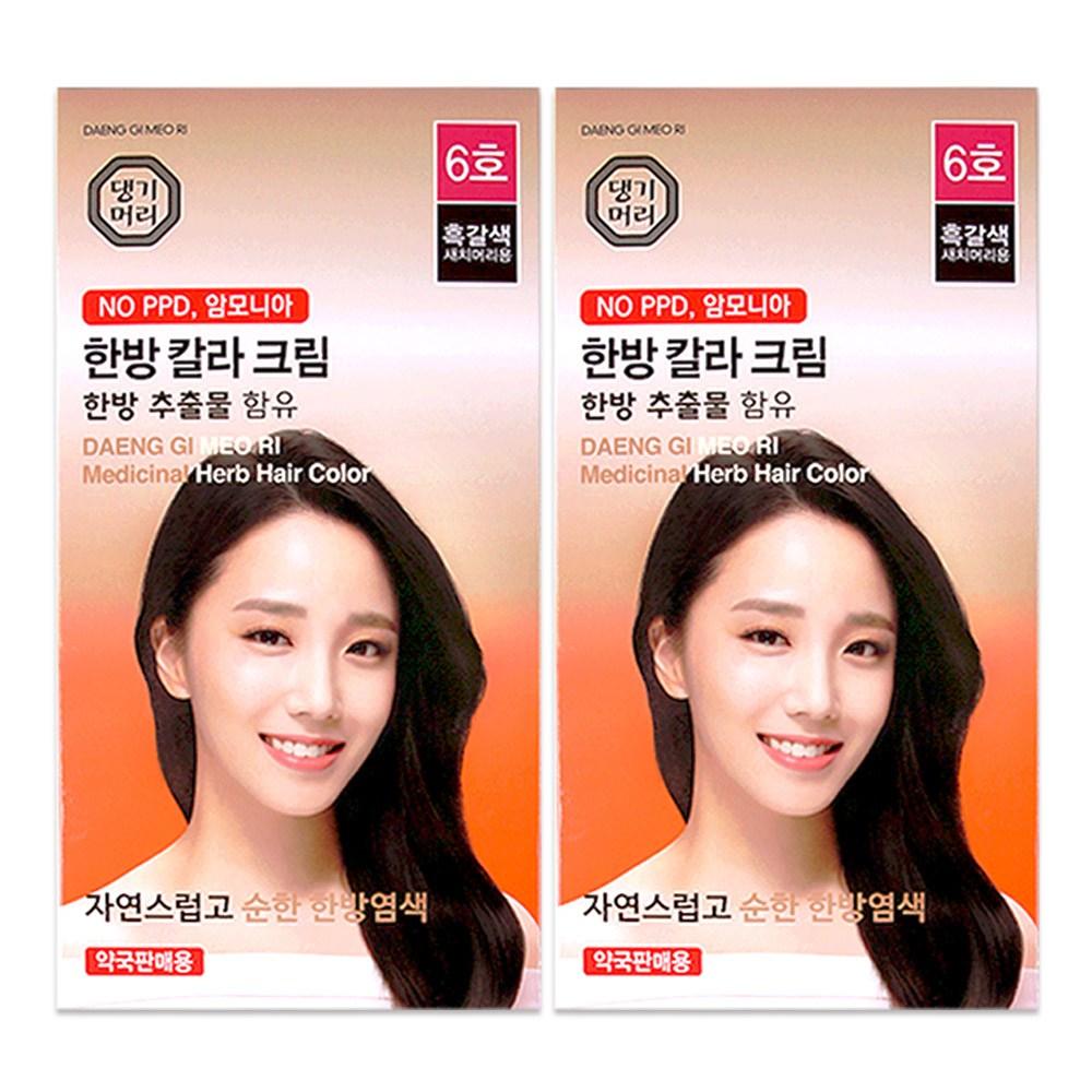 Haeho Daenggi Meori Hair Dye Herbal Color Cream No. 6 Dark Brown 3 pcs 2 pcs