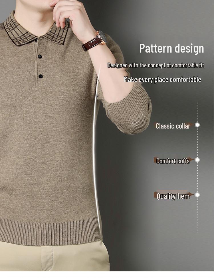 2025 Men's Autumn/Winter Knit Lapel T-shirt - Dad Style