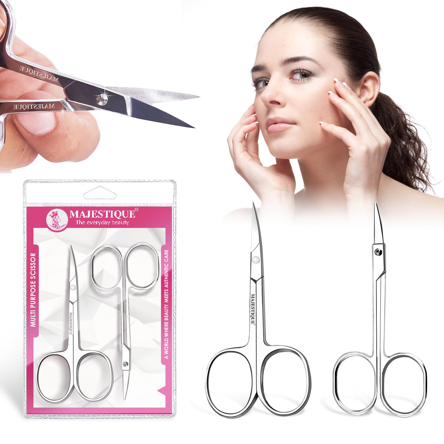 Majestique Professional Cuticle Scissors Use as Fingernails, Shaving Scissors, Moustache, Beard, Eyebrow Scissors Toenails Sharp Cuticle Scissors M