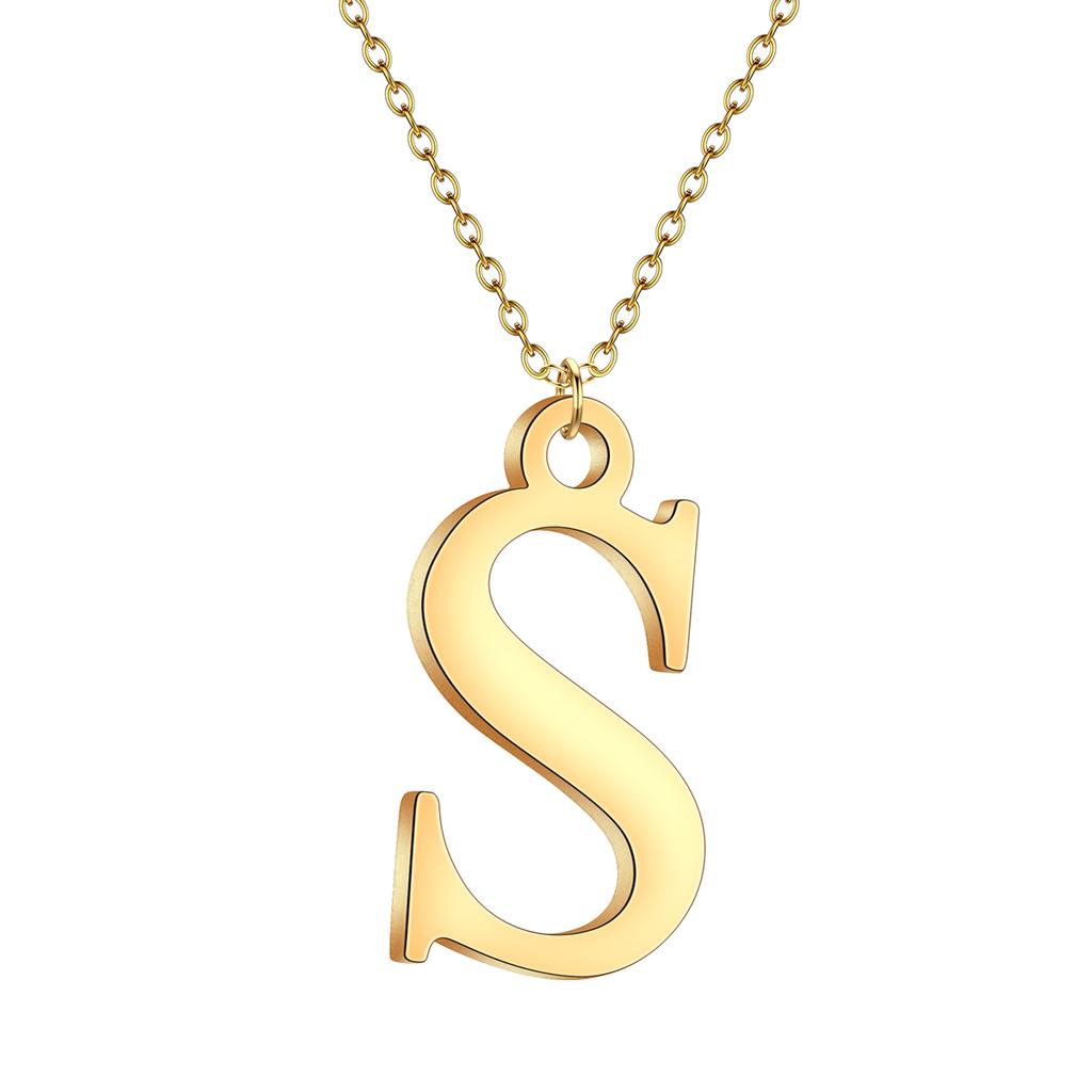 Kinitial A-Z English Alphabet Letter Pendants Necklaces For Women Metal Jewelry Simple Initial Chain Choker Collares