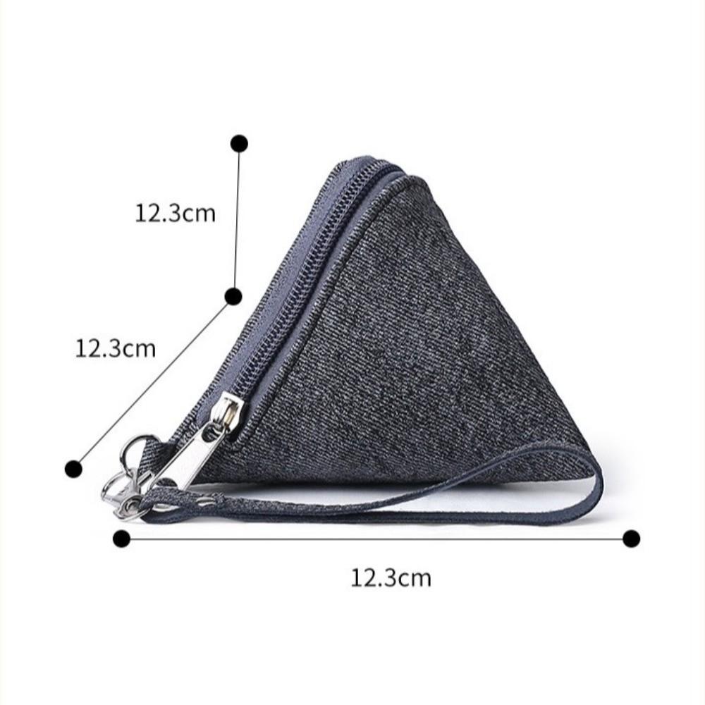 New Mini Triangle Coin Purse Canvas with Lanyard Coin Change Wallet Portable Earphone Bag